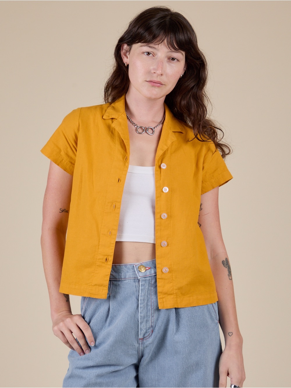 Big Bud Press Pantry Button Up Mustard Yellow Size XS